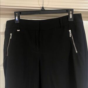 White House Black Market Black Ponte Trousers with Silver Zip Details